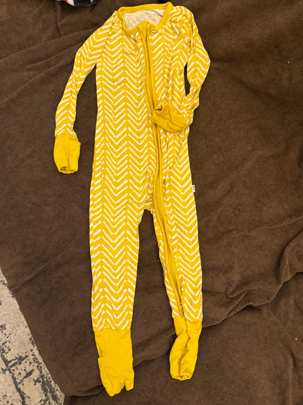 Little Sleepies Yellow Chevron Footed One-Piece